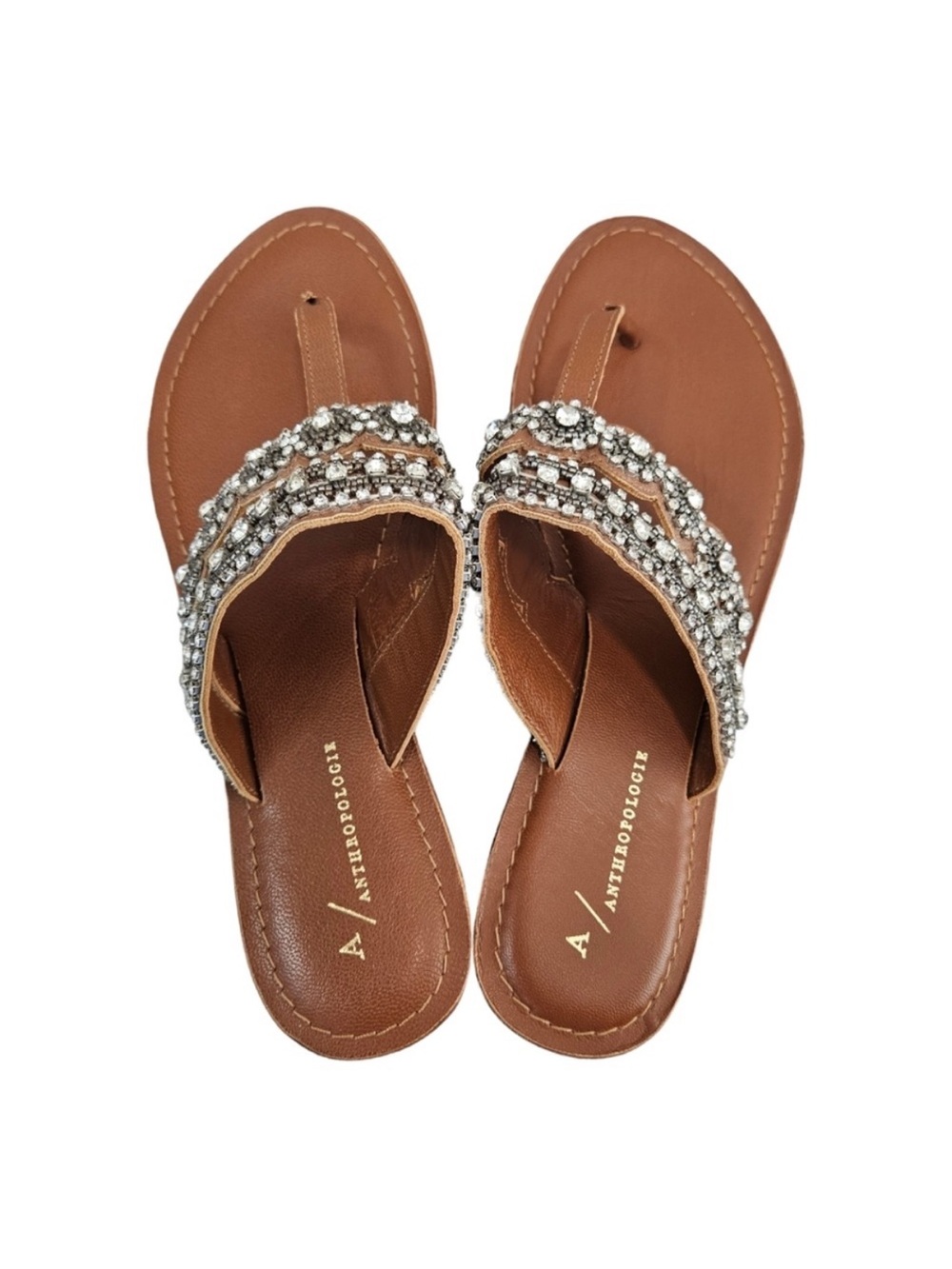 New Anthropologie‎ Cressida Embellished Sandals Rhinestone with flaw